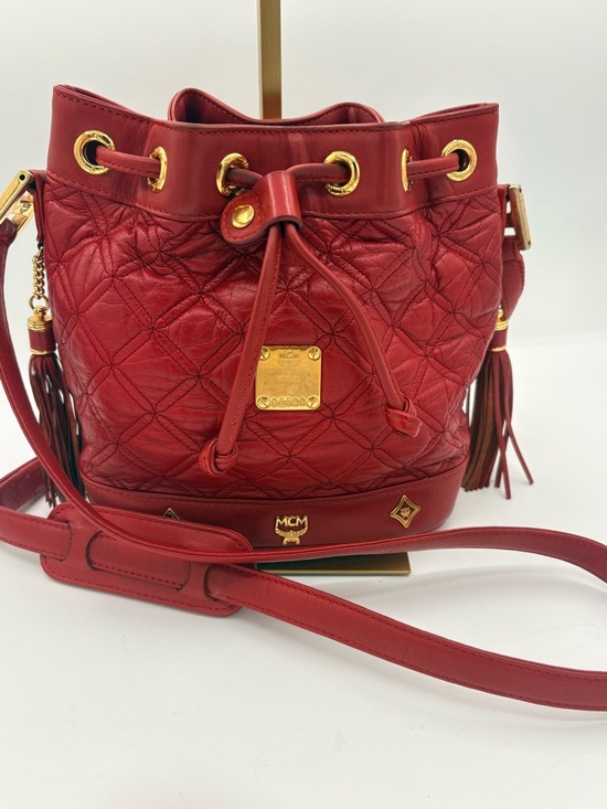 MCM Handbags - MCM Mini Bucket Leather Bag Studded Crossbody Bag